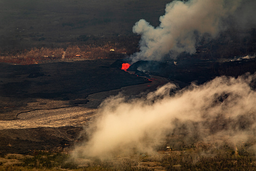 Lava pouring out of Kilauea's Fissure 8 eruption.