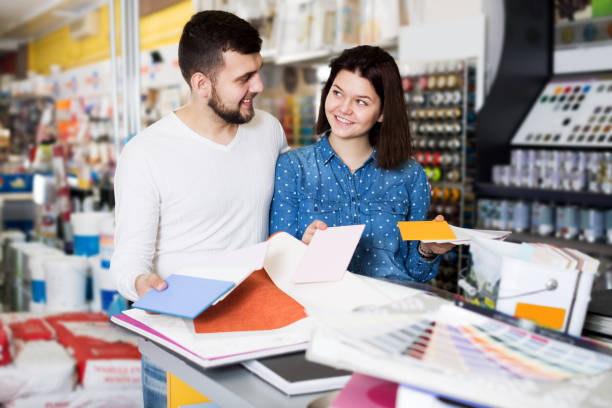 istock Couple examining color scheme variants 1124782405
