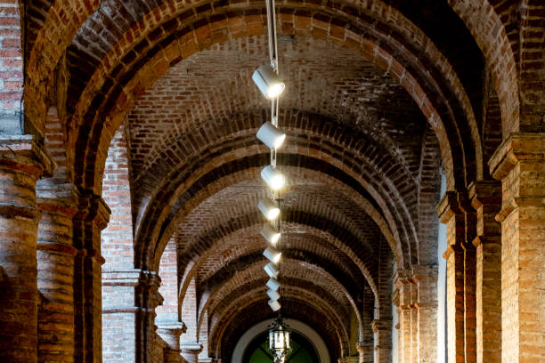 Structure of bricks in arches. Church.