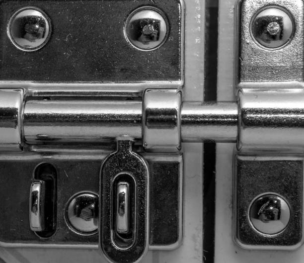 Close up of a sliding bolt lock