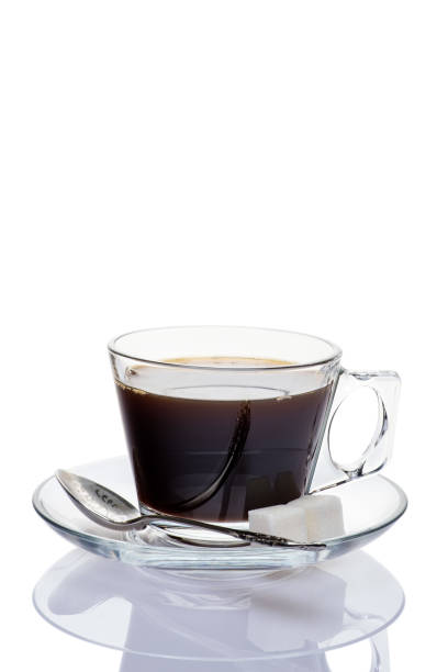 istock Black coffeein a glass cup on a white background. 1124816627
