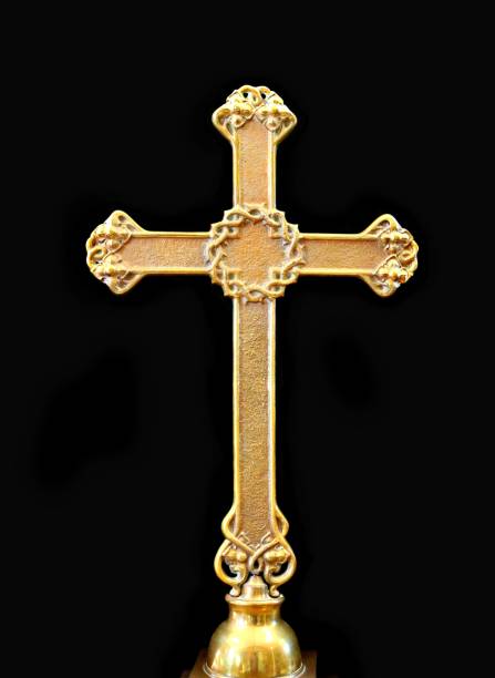 istock Antique gold metal cross 1124817067