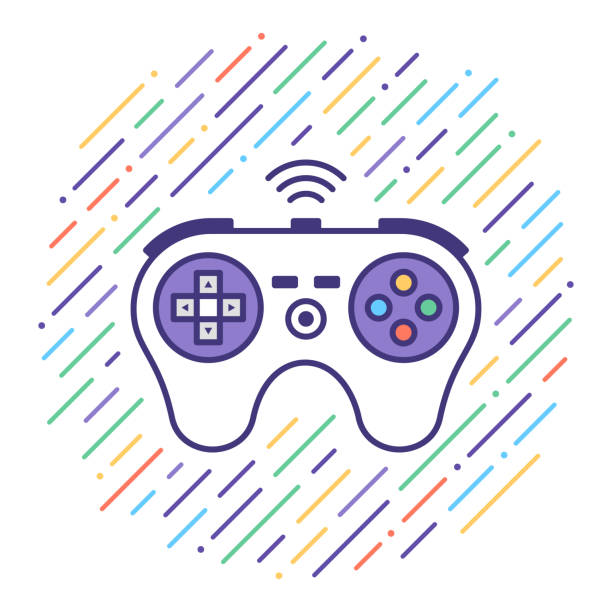 illustrations, cliparts, dessins animés et icônes de jeu vidéo ligne plate icône illustration - game controller computer icon maze silhouette