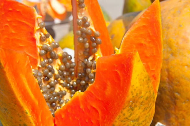 istock Papaya with seeds ripe 1124832322