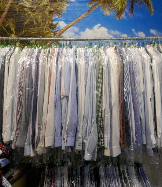 istock Freshly cleaned men's shirts and ladies blouses. 1124833797