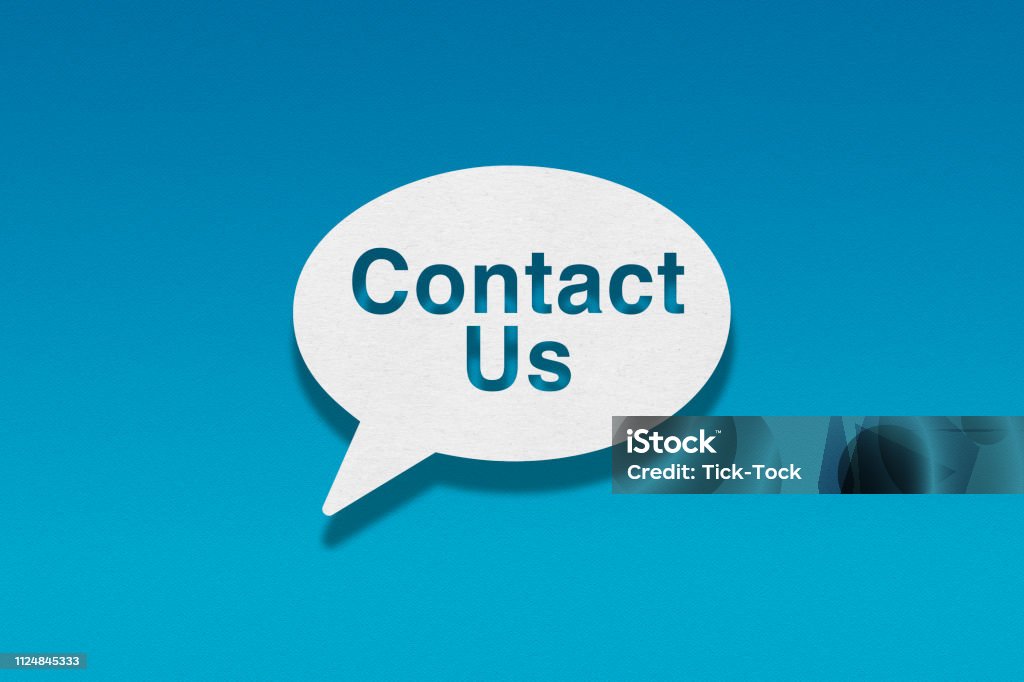 Speech bubble on blue background, Contact Us Business stock illustration