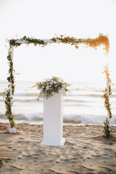 istock Beautiful wedding arch on the beach 1124852625