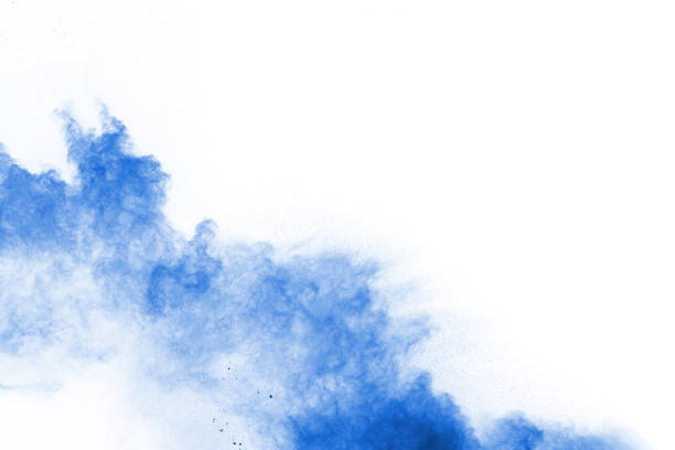 istock Blue powder explosion on white background. Colored cloud. Colorful dust explode. Paint Holi. 1124852773