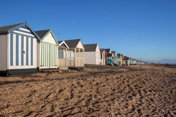 istock Beach huts at Thorpe Bay, Essex, England 1124855125