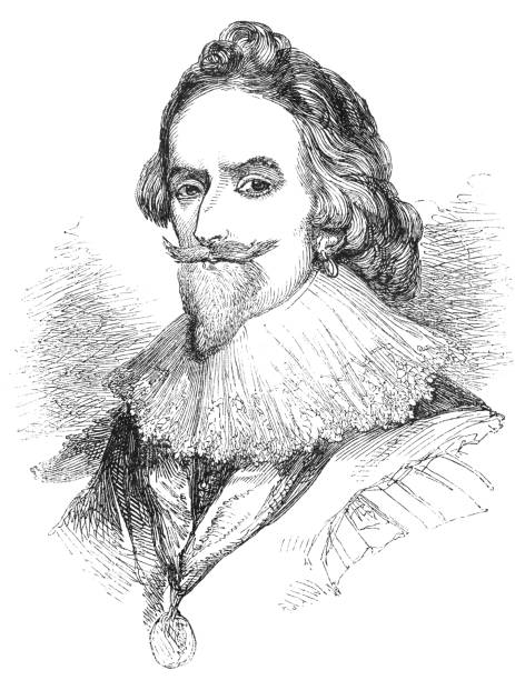 Philip Herbert, 4th Earl of Pembroke and 1st Earl of Montgomery - 17th Century Portrait of Philip Herbert, 4th Earl of Pembroke and 1st Earl of Montgomery from the Works of William Shakespeare. Vintage etching circa mid 19th century. It is to him and his brother William that William Shakespeare's First Folio is dedicated. earl of pembroke stock illustrations