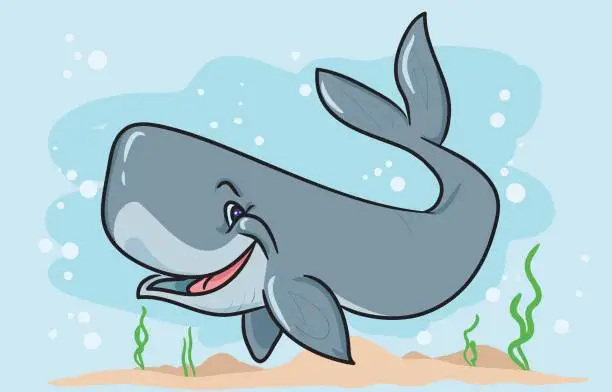 Vector illustration of Happy Whale