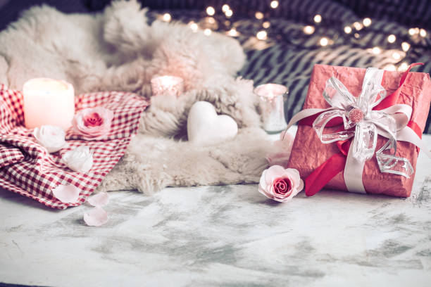 istock Valentine's Day gift on a wooden background 1124869853