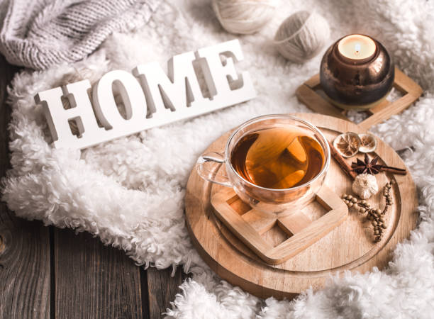 istock Composition with wooden letters and a Cup of tea 1124870171