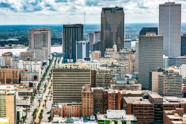 The downtown area of New Orleans, Louisiana shot from an altitude of about 700 feet during a helicopter photo flight.