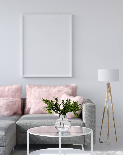 istock Mock up poster frame in modern home interior. Scandinavian style 1124873898