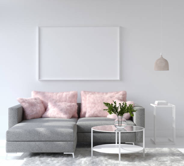 istock Mock up poster frame in modern home interior. Scandinavian style 1124873901