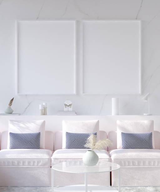 istock Mock up poster frame in modern home interior. Scandinavian style 1124873909