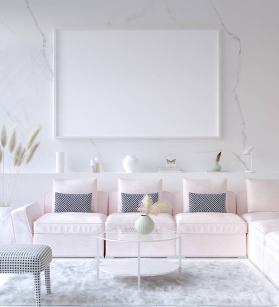 istock Mock up poster frame in modern home interior. Scandinavian style 1124873911