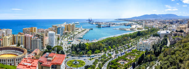 istock Panoramic aerial view of Malaga port, Spain 1124885152
