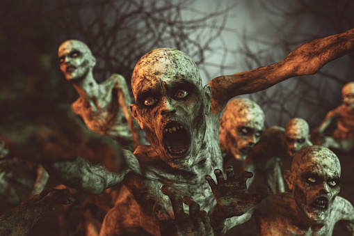 Zombies horror night,3d illustration
