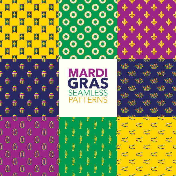 ilustraciones, imágenes clip art, dibujos animados e iconos de stock de patrones de mardi gras - mardi gras new orleans mask bead