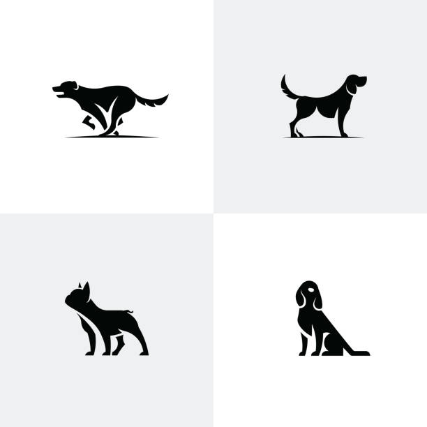 reihe von hund icons - hundeartige stock-grafiken, -clipart, -cartoons und -symbole