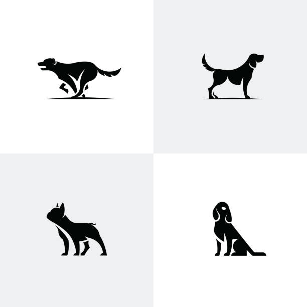 zestaw ikon psów - retriever stock illustrations