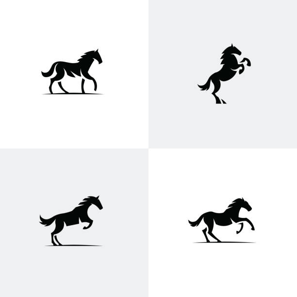 ilustraciones, imágenes clip art, dibujos animados e iconos de stock de conjunto de iconos de caballo - mane