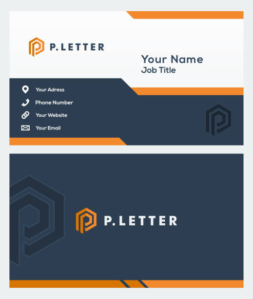 ilustrações, clipart, desenhos animados e ícones de letra p ícone símbolo e cartão - vector - business card design marketing branding