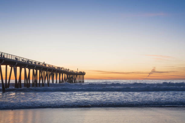 istock Sunset light at ocean with pier 1124927790