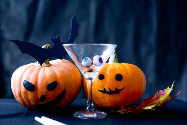 istock Decorative orange pumpkins on display for halloween - jack o lantern 1124930283