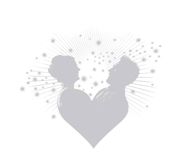 ilustraciones, imágenes clip art, dibujos animados e iconos de stock de novios con corazón y estrellas - dancing women wedding reception men