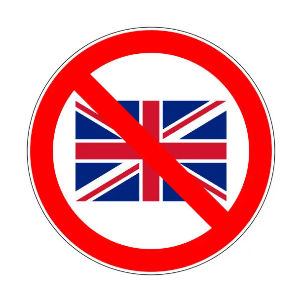 Vector illustration of united kingdom flag in prohibition sign
