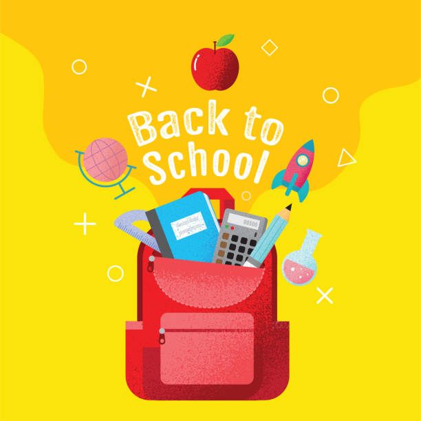 ilustrações de stock, clip art, desenhos animados e ícones de back to school sale banner, poster, flat design colorful, vector - school supply