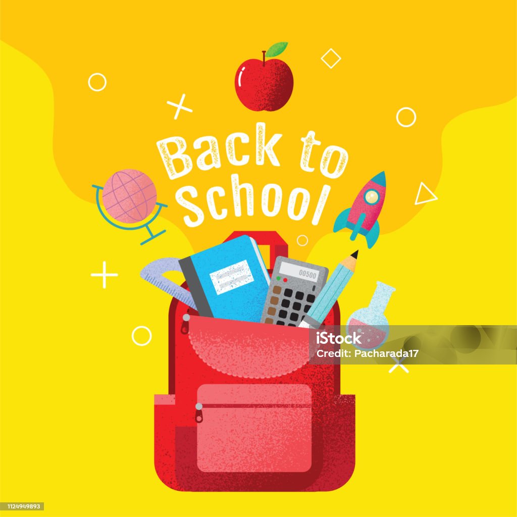 back to school sale banner, poster, flat design colorful, vector Back to School stock vector
