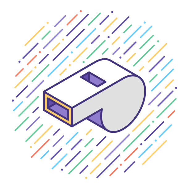 Match Referee Flat Line Icon Illustration Flat line vector icon illustration of match referee with abstract background. loud whistle sound stock illustrations