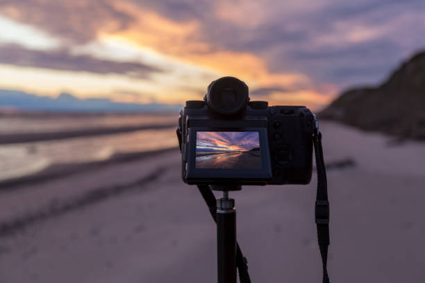 istock Colorful the sea sunset with  orange-violet paints 1124965620