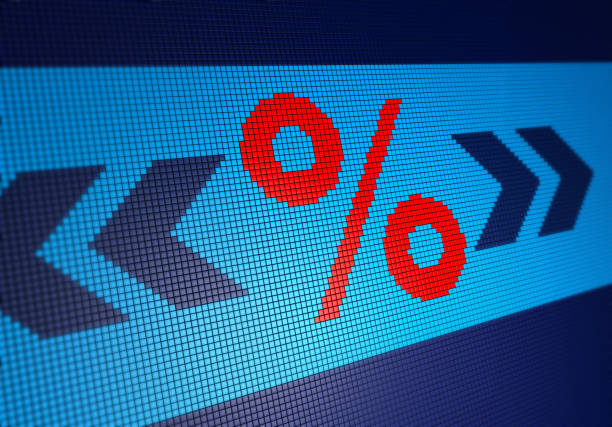 istock Percent Sign on Pixelated Background 1124974673