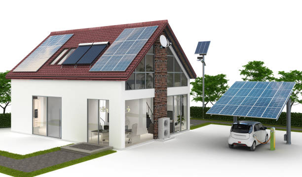 istock Low energy family house with garden - 3d visualization 1124981077