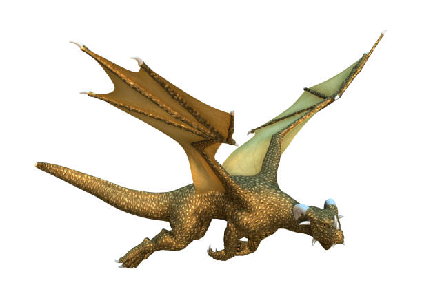 istock 3D illustration fantasy dragon on white 1124982356
