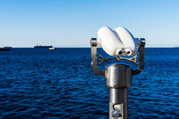 istock Tourist binoculars at sea pointed at sea 1124984713
