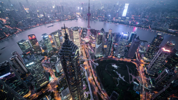istock Shanghai skyline and cityscape at sunset 1124986949