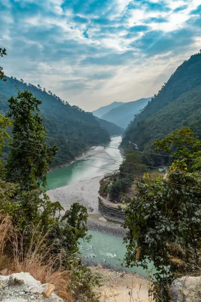 Top view of Valley with river Teesta.