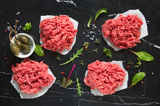 Minced beef for cooking.