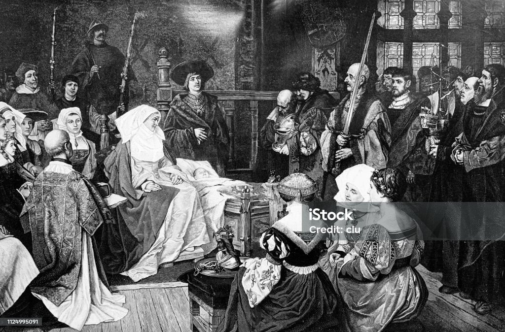 Homage to Charles V in Ghent Illustration from 19th century Drawing - Art Product stock illustration