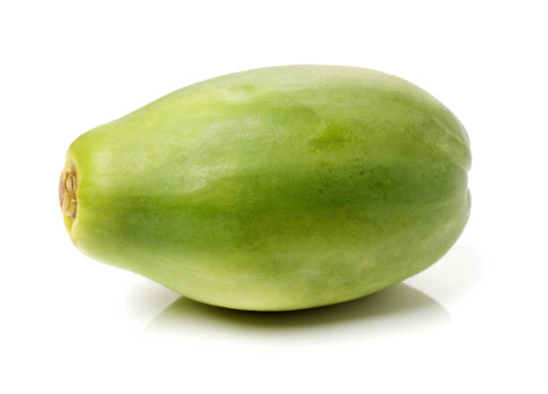 istock Fresh Green papaya isolated on white background 1124996692