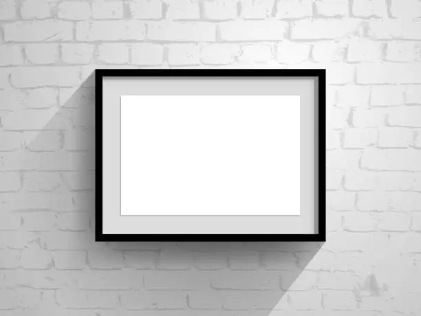 Vector illustration of horizontal frame on brick wall
