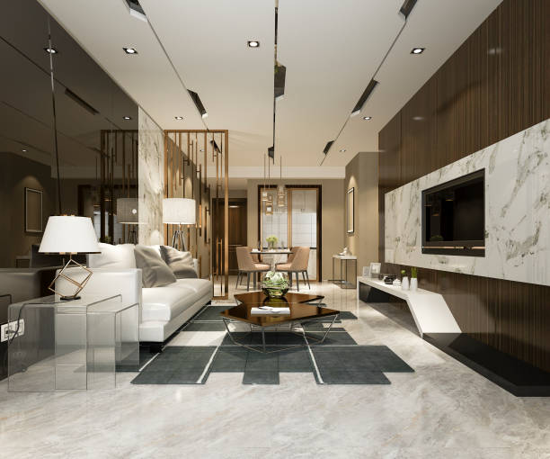 istock 3d rendering modern dining room and living room with luxury decor 1125001777