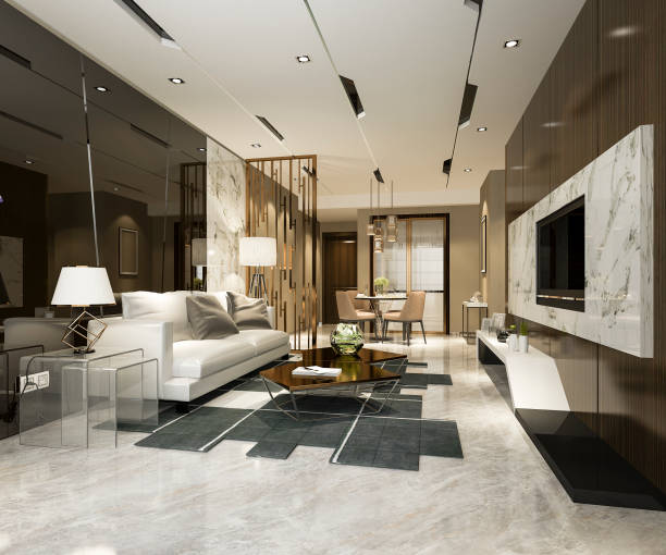 istock 3d rendering modern dining room and living room with luxury decor 1125001781