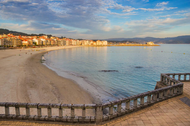 Silgar beach and seafront of Sanxenxo touristic city